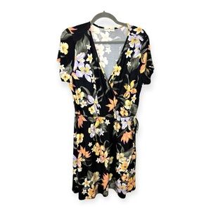 Derek Heart Tropical Floral Wrap Dress – Short Sleeve Vacation Summer Style 1X